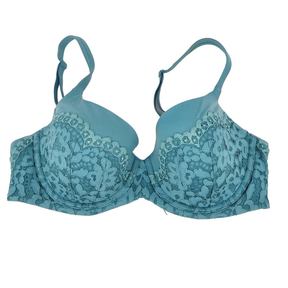 Victoria's Secret Floral Lace Lined Underwire Full Coverage Demi Bra Size 34D